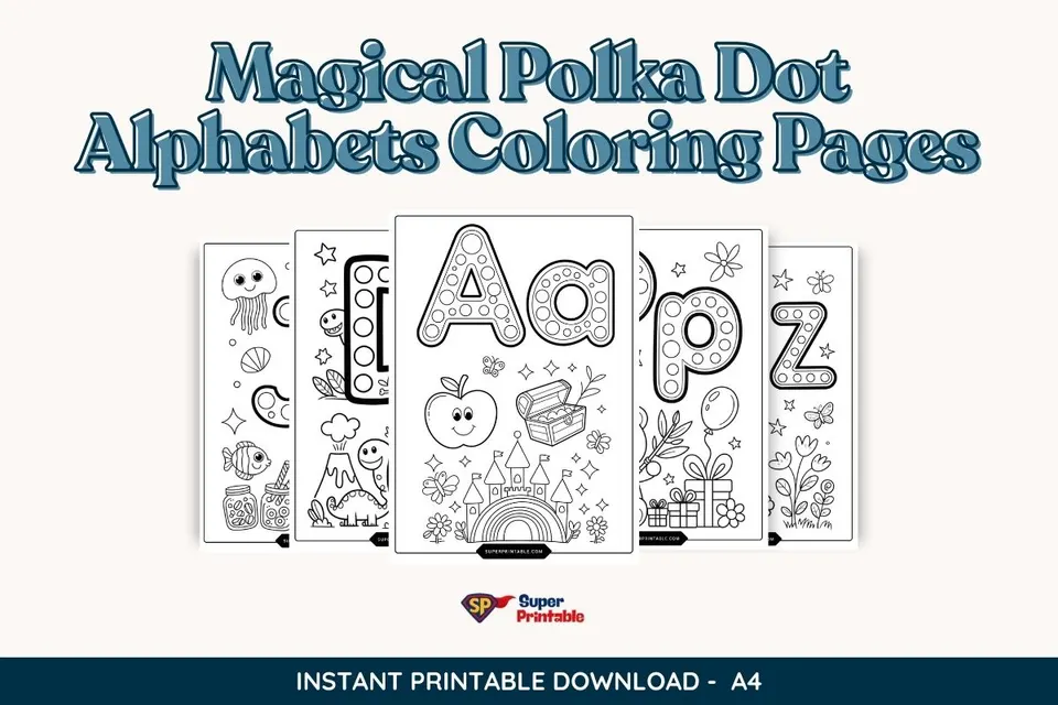 Magical Polka Dot Alphabets Coloring Pages