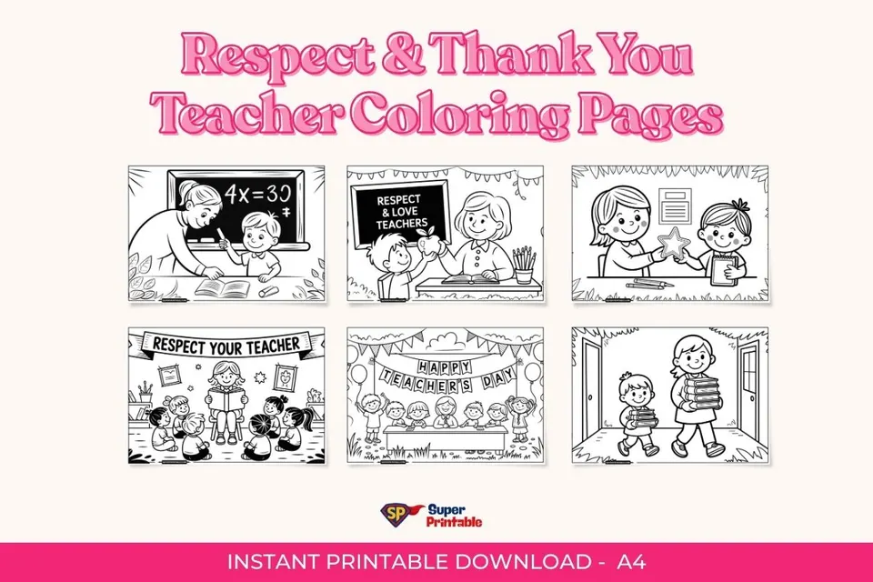 Respect & Thank You Teacher Coloring Pages