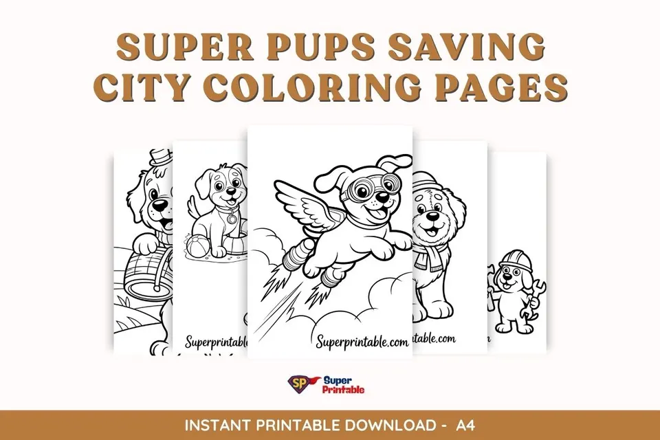 10 Super Pups Saving City Coloring Pages