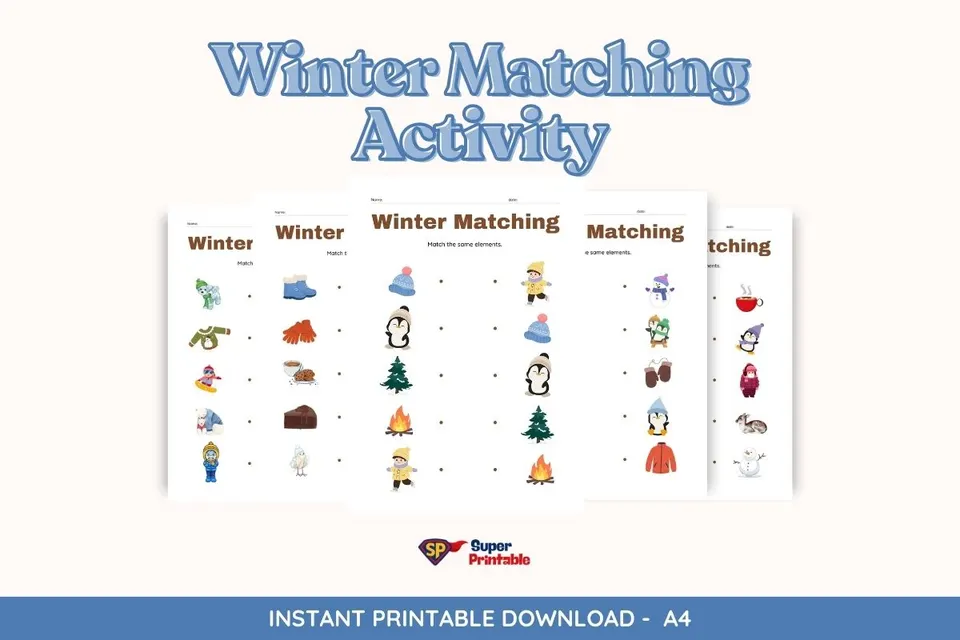 5 Winter Matching Activity