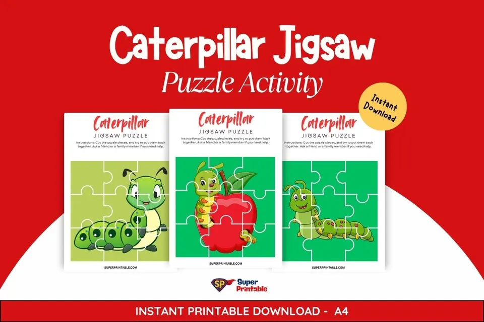 10 Caterpillar Jigsaw Puzzle Activity