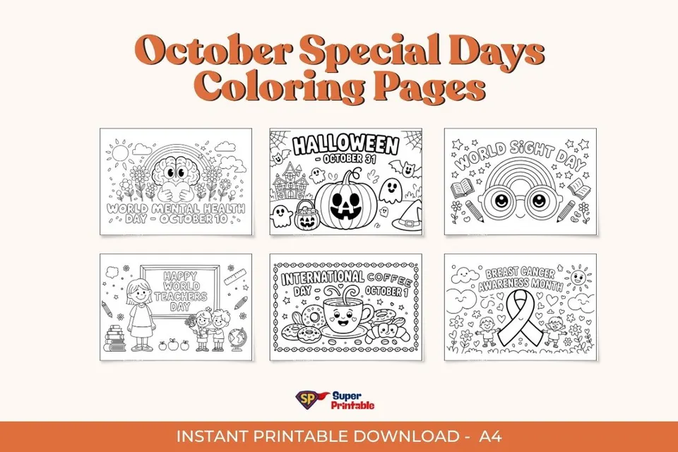 10+ October Special Days Coloring Pages