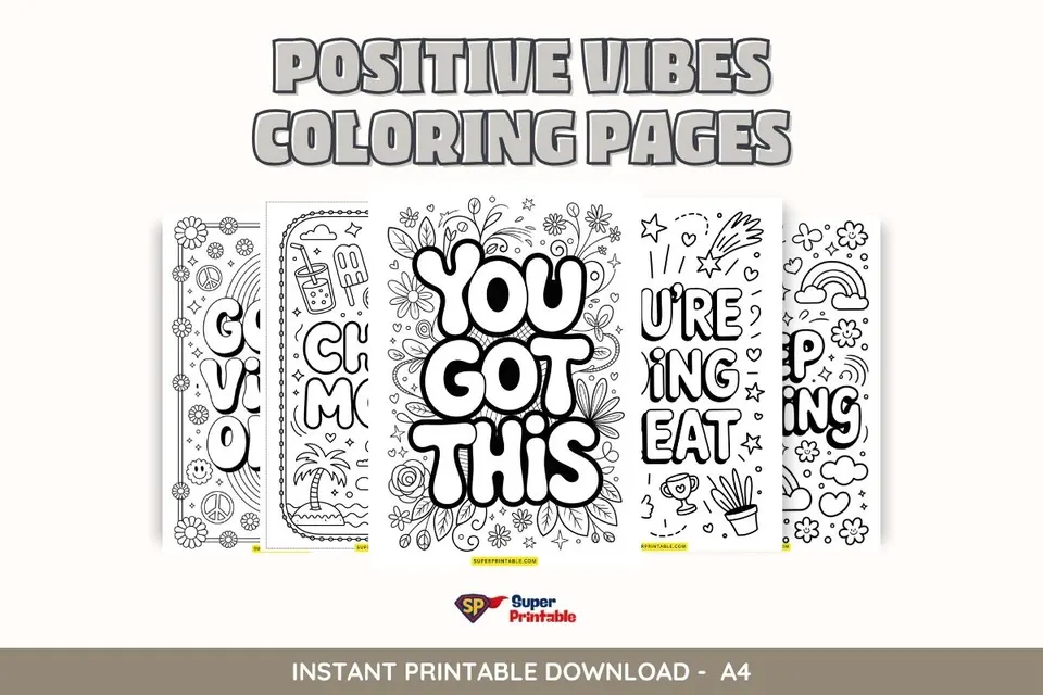 10 Positive Vibes Coloring Pages Feature Image