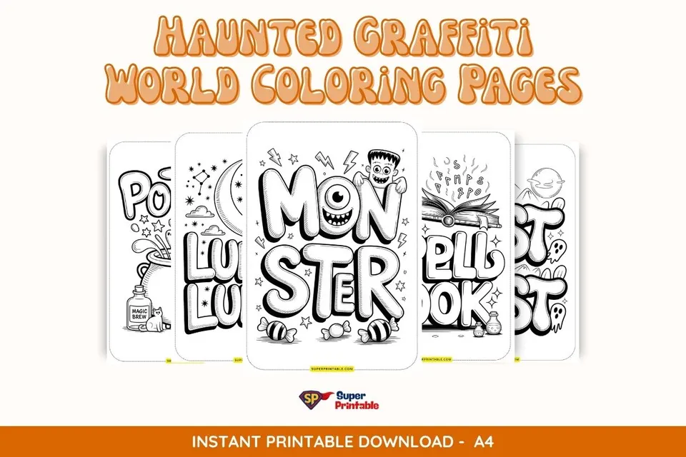 20 Haunted Graffiti World Coloring Pages For Halloween