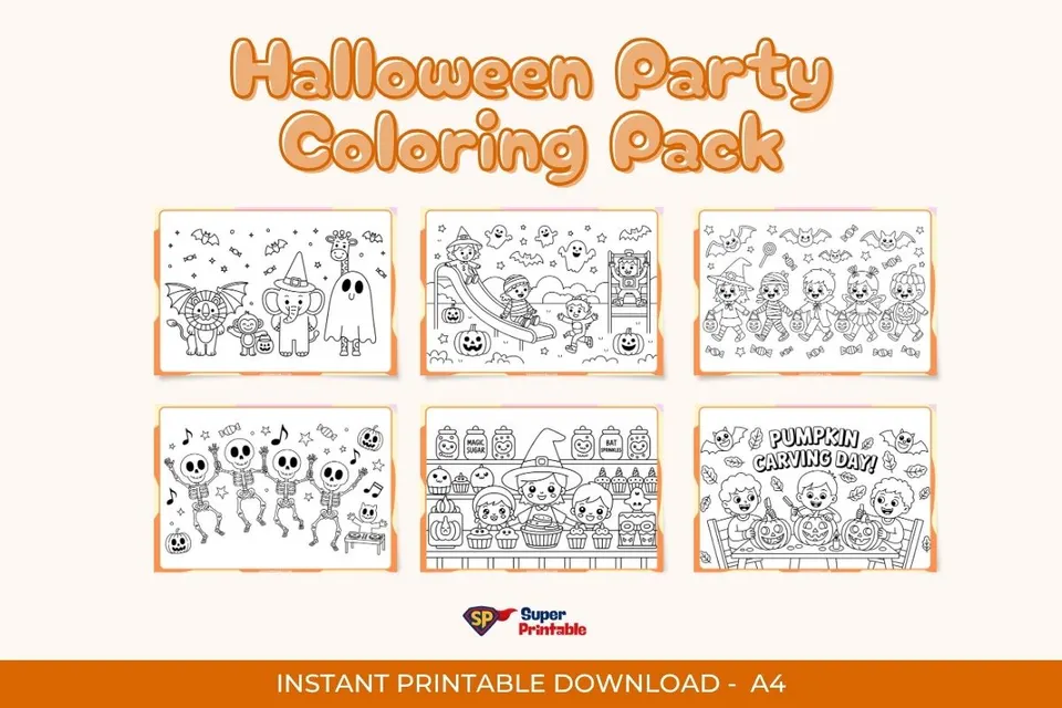 20 Halloween Party Coloring Pack Feature Image