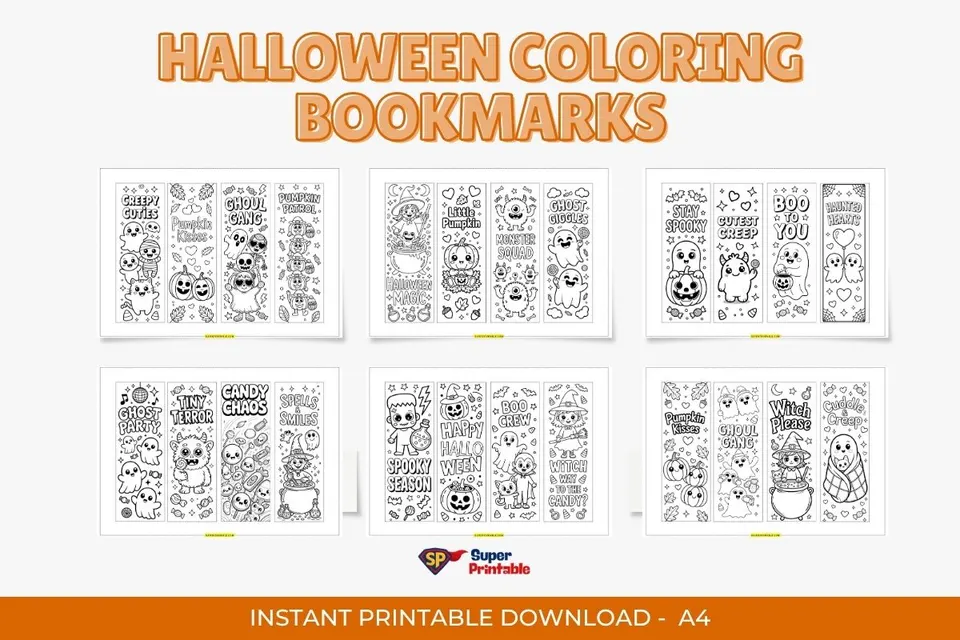 44 Halloween Coloring Bookmarks Feature Image
