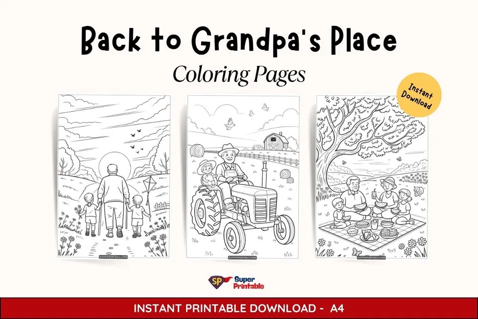 Back to Grandpa’s Place Coloring Pages Feature Image