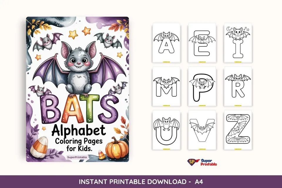 Bats Alphabet Coloring Pages