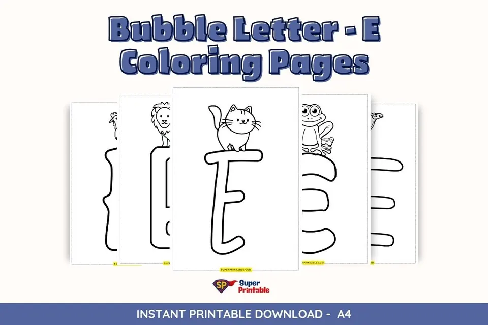 8 Bubble Letter-E Coloring Pages
