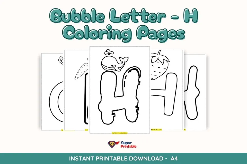 Bubble Letter - H Coloring Pages Feature Image