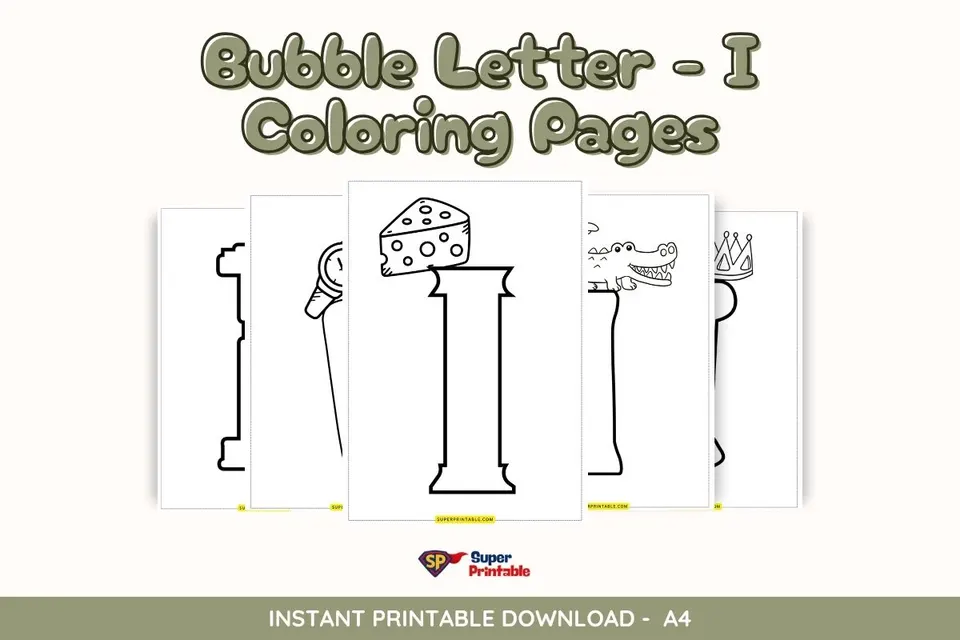 Bubble Letter - I Coloring Pages Feature Image