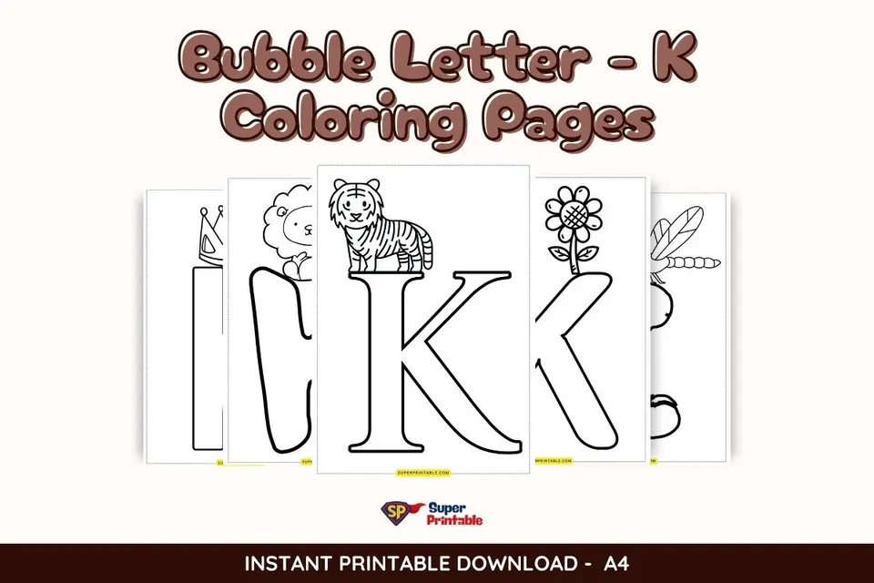 8 Bubble Letter - K Coloring Pages