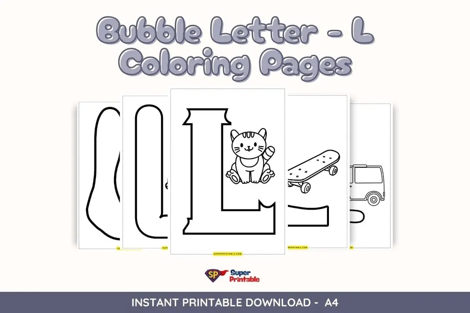 8 Bubble Letter - L Coloring Pages