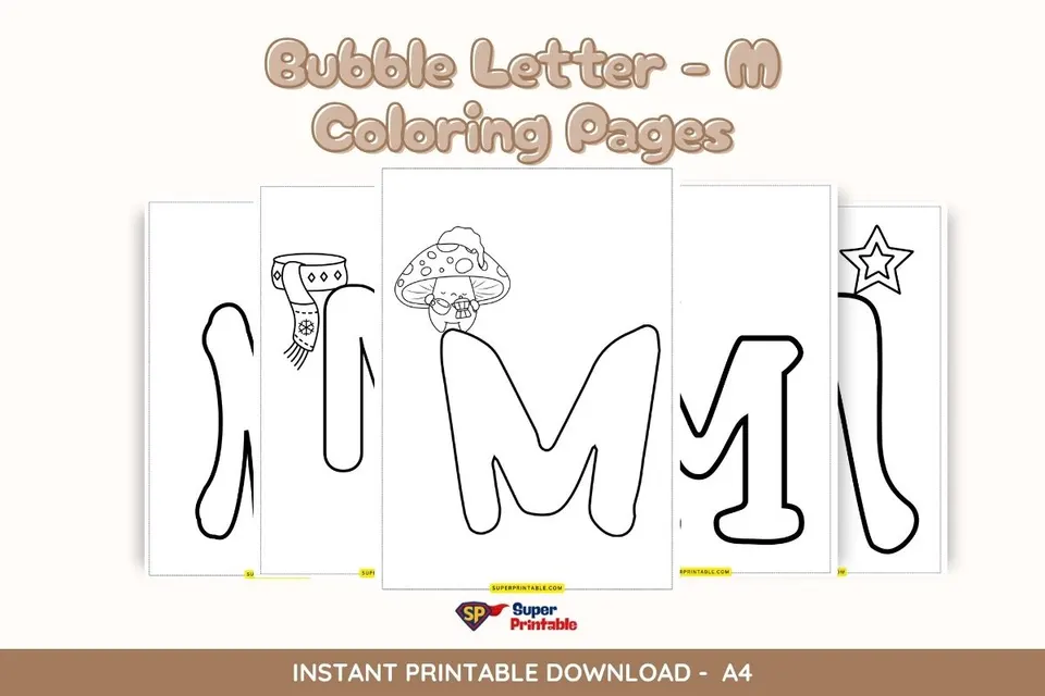 Bubble Letter - M Coloring Pages Feature Image