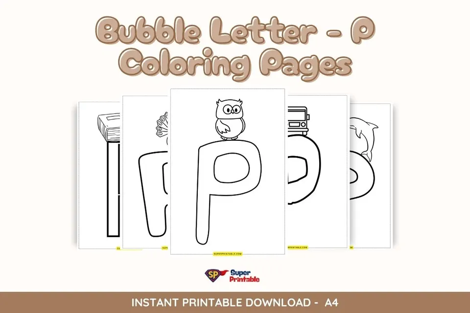 8 Bubble Letter - P Coloring Pages