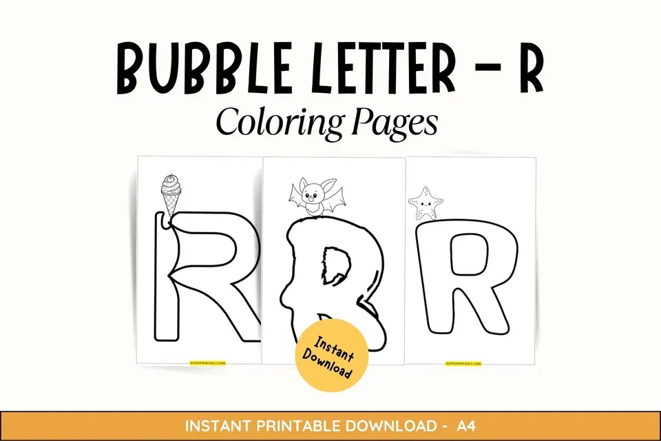 8 Bubble Letter - R Coloring Pages