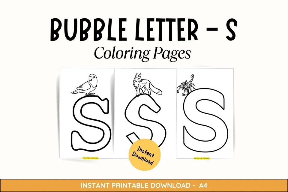Bubble Letter - S Coloring Pages Feature Image
