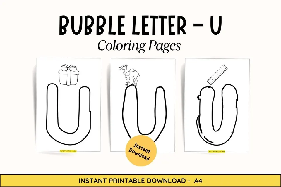 Bubble Letter - U Coloring Pages Feature Image