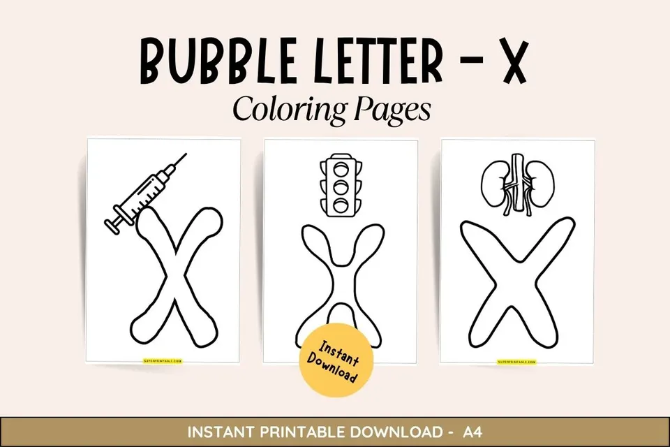Bubble Letter - X Coloring Pages Feature Image