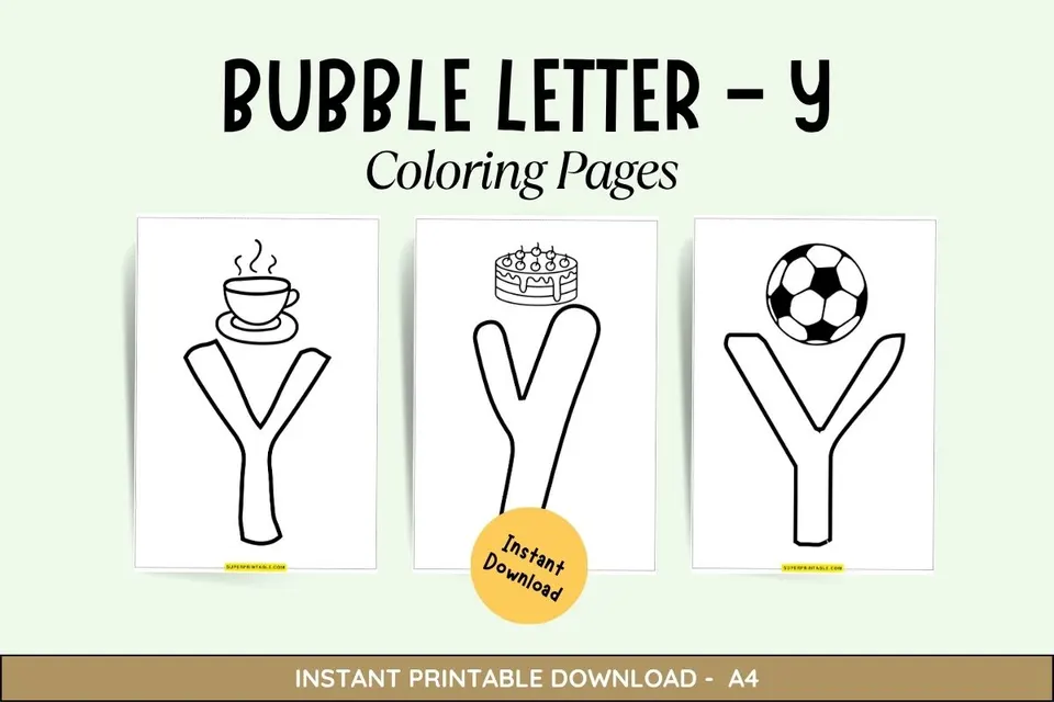 Bubble Letter - Y Coloring Pages Feature Image