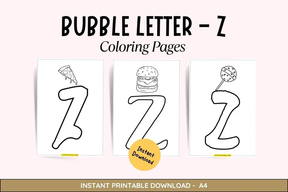 Bubble Letter - Z Coloring Pages Feature Image