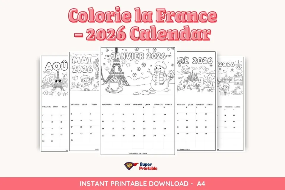 Colorie la France: 2026 Calendar