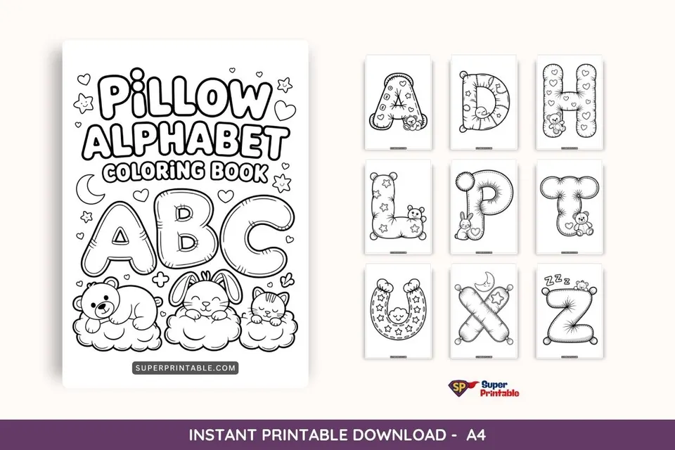 Cozy Pillow Alphabet Coloring Pages Feature Image
