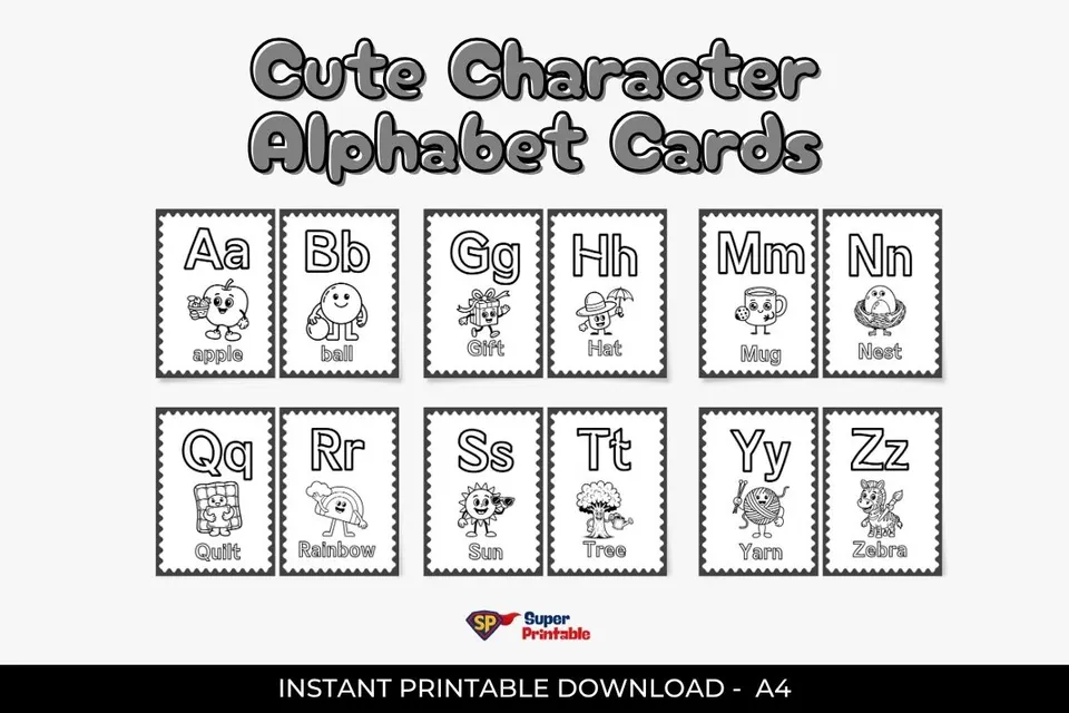 10+ Cute Character Alphabet Cards