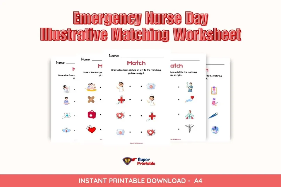 Emergency Nurse Day Illustrative Matching Worksheet