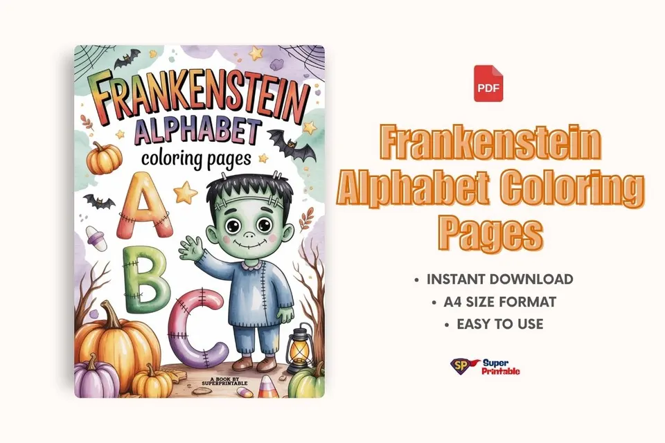 Frankenstein Alphabet Coloring Pages Feature Image