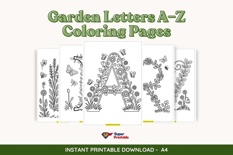 Garden Letters A–Z Coloring Pages