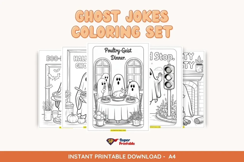 20+ Ghost Jokes Coloring Set