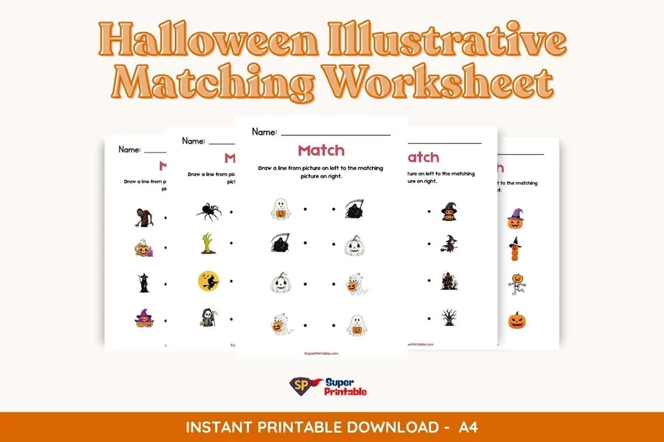 Halloween Illustrative Matching Worksheet