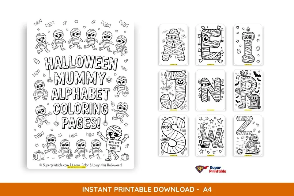 Halloween Mummy Alphabet Coloring Pages