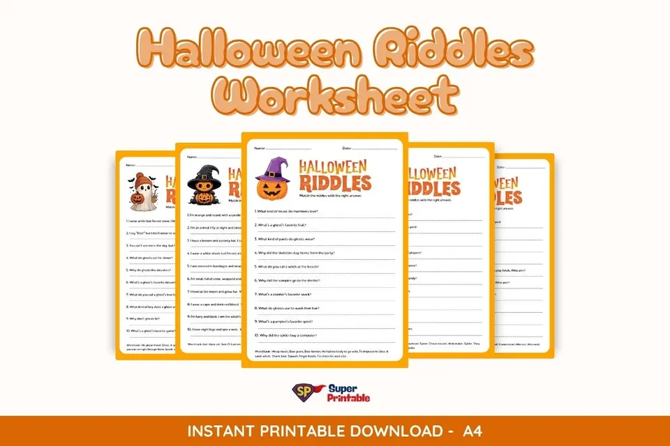 10 Halloween Riddles Worksheet