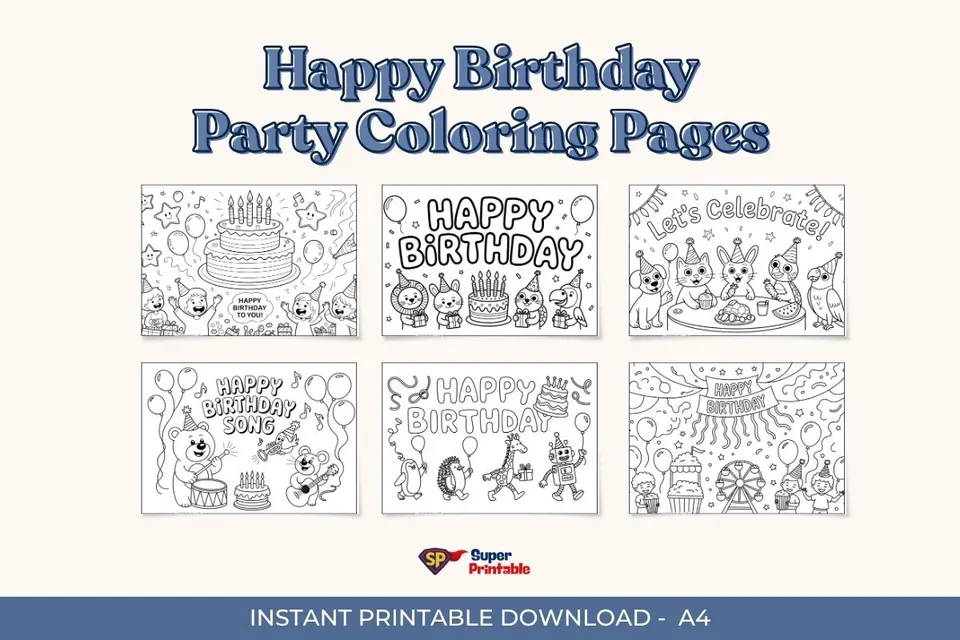 8+ Happy Birthday Party Coloring Pages