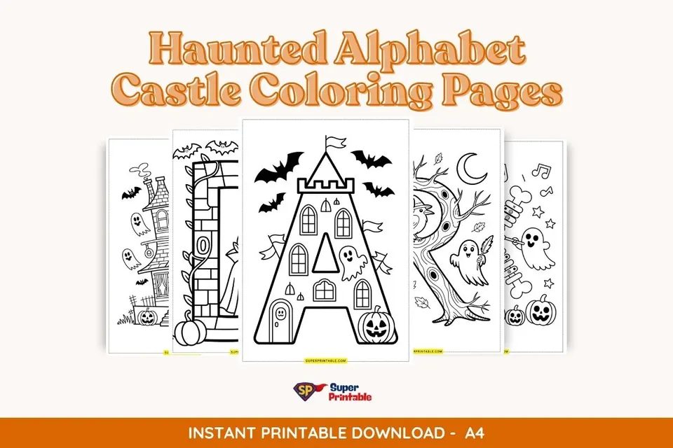 Haunted Alphabet Castle Coloring Pages