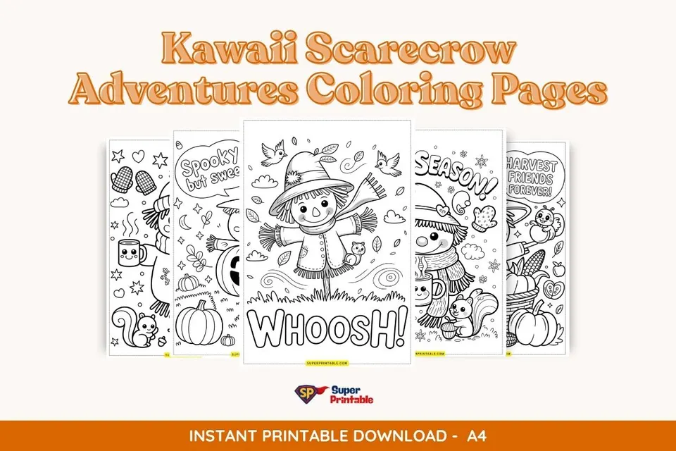 15+ Kawaii Scarecrow Adventures Coloring Pages
