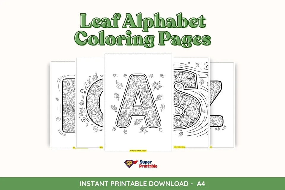 Leaf Alphabet Coloring Pages
