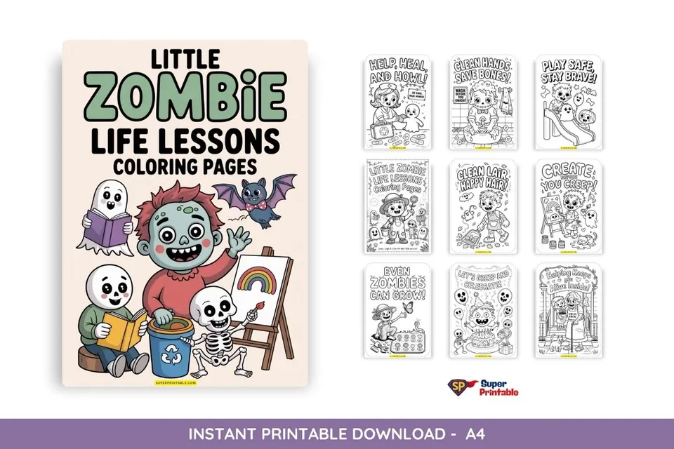 20 Little Zombie Life Lessons Coloring Pages