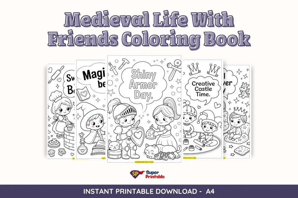 Medieval Life With Friends Coloring Book