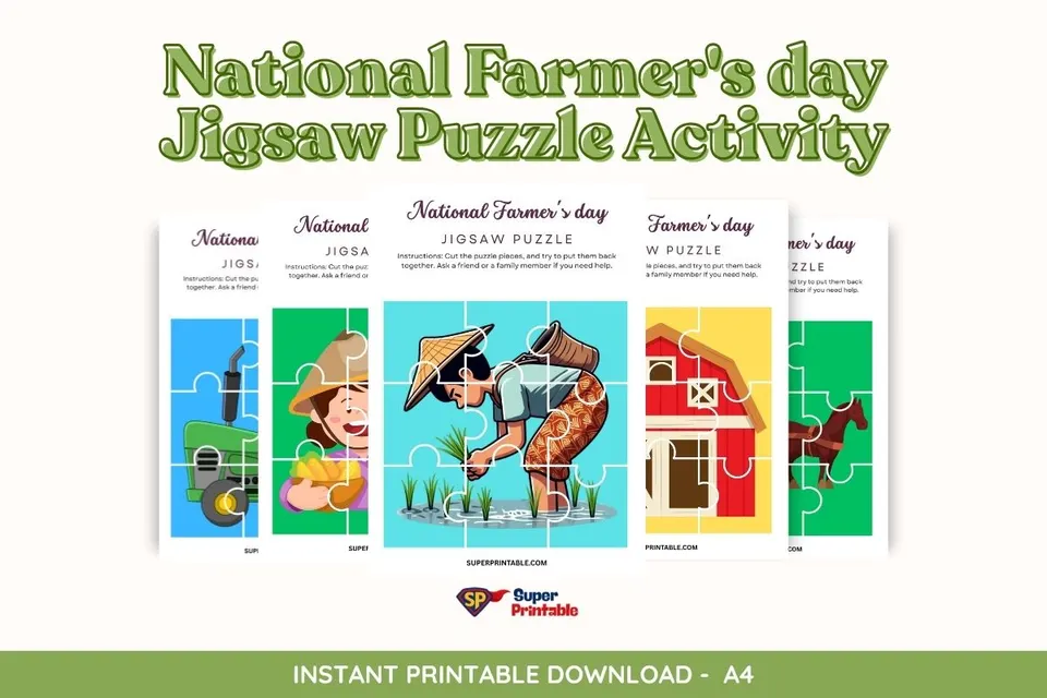 20 National Farmer's day Jigsaw Puzzle Activity