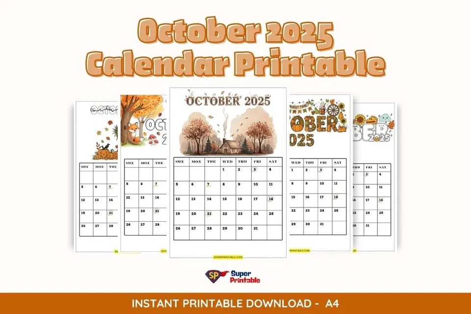 40 October 2025 Monthly Calendar Template