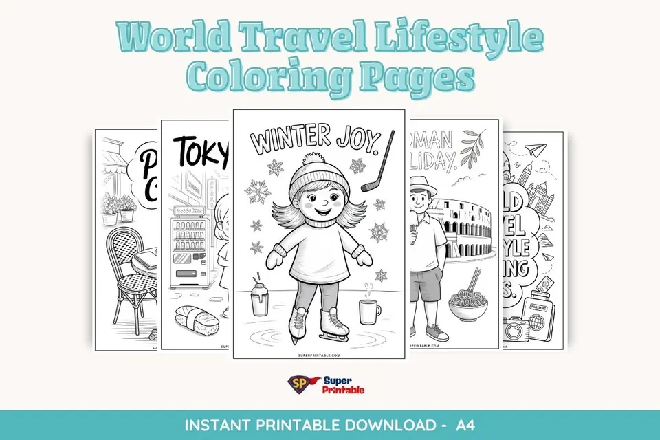 35+ World Travel Lifestyle Coloring Pages