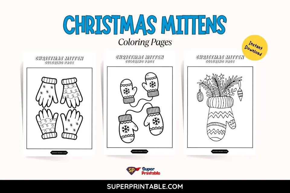 20 Christmas Mittens Coloring Pages