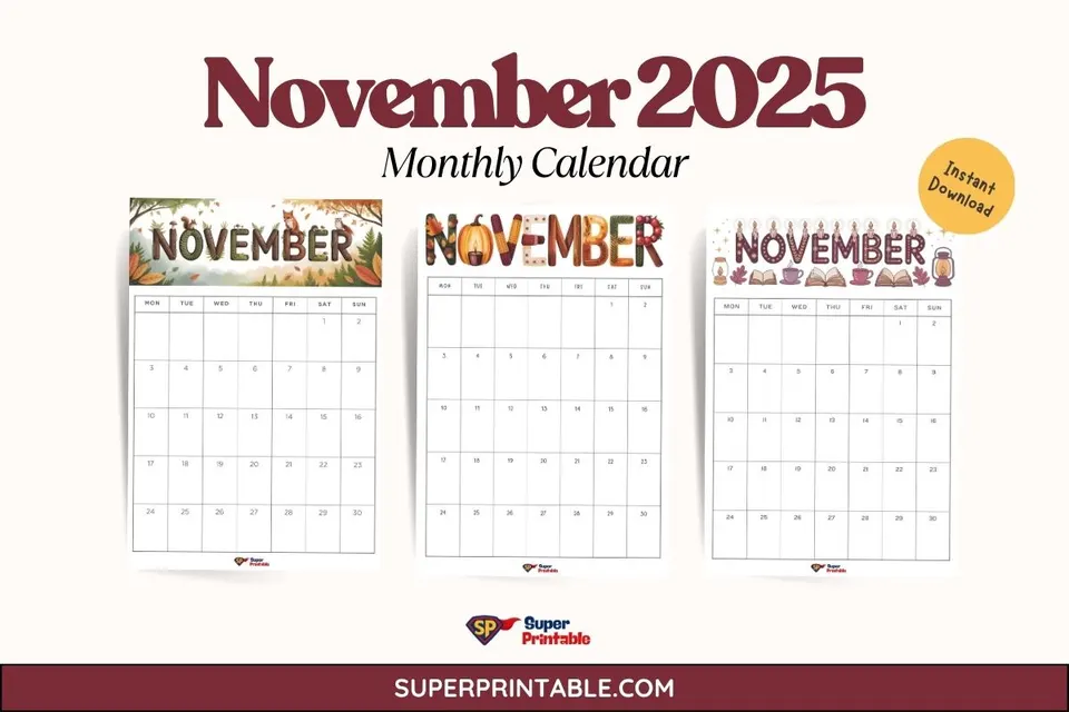 30 November 2025 Monthly Calendar Templates