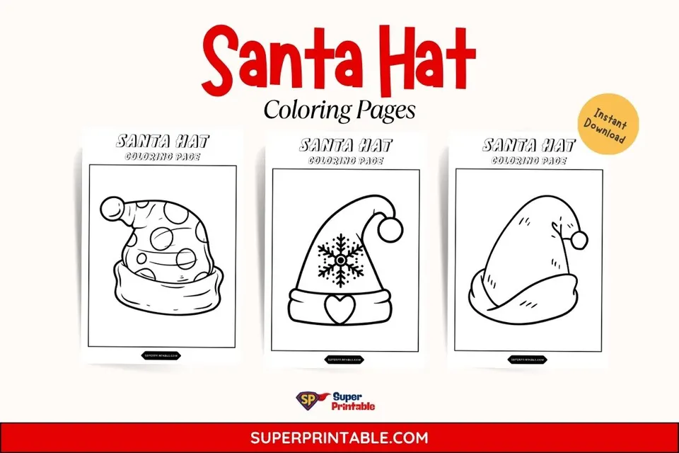 30 Santa Hat Coloring Pages Feature Image