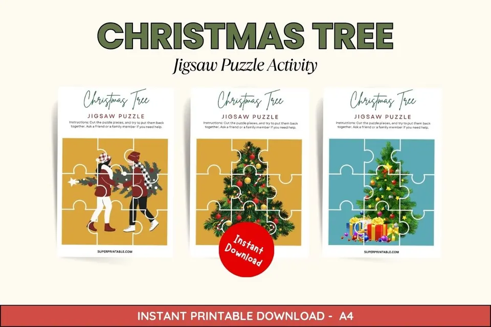 50 Christmas Tree Jigsaw Puzzle Activity
