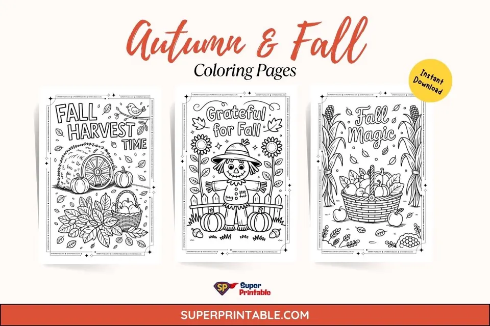 Autumn & Fall Coloring Pages Feature Image