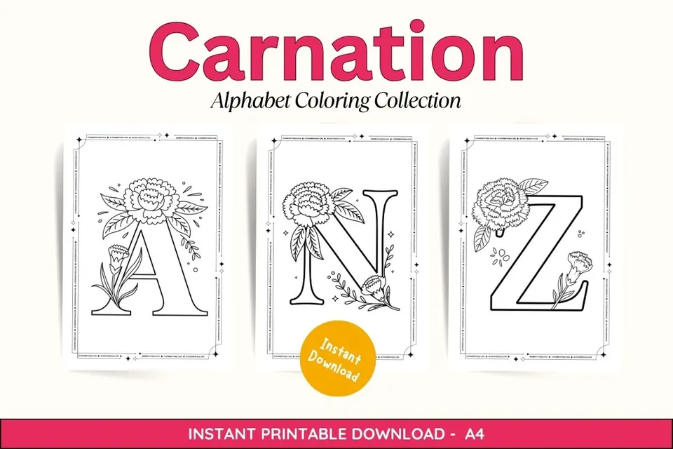 Carnation Alphabet Coloring Pages